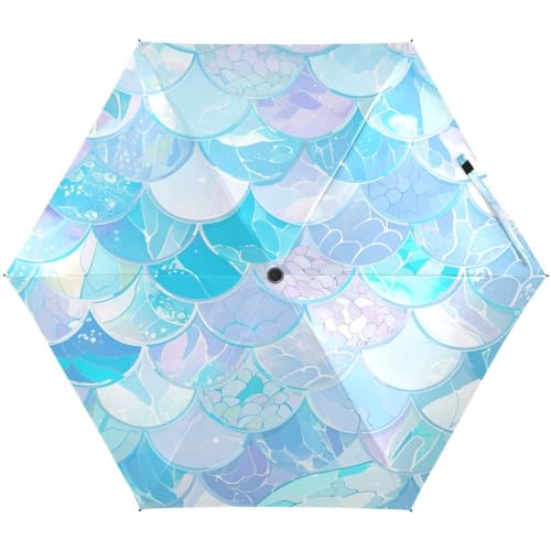 Parapluie bleu argenté pliable haut de gamme aux reflets chatoyants