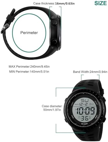 LYMFHCH Men's Digital Watch, Sports Waterproof Military Watches for Men LED Casual Stopwatch Alarm Tactical Army Watch — view 2