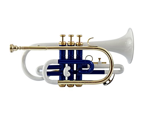 ROSE MUSICALS echada de latón blanco del Bb del color de la válvula de la corneta 3 con el caso duro libre y la boquilla Cover