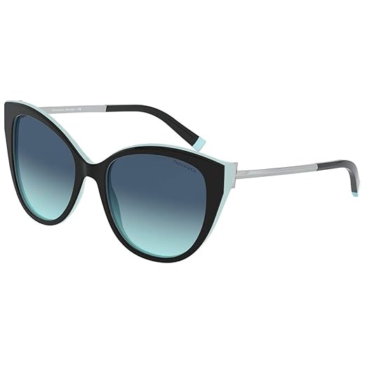Óculos de sol Tiffany & Co. Armação preta, lentes gradientes azuis, 55 mm
