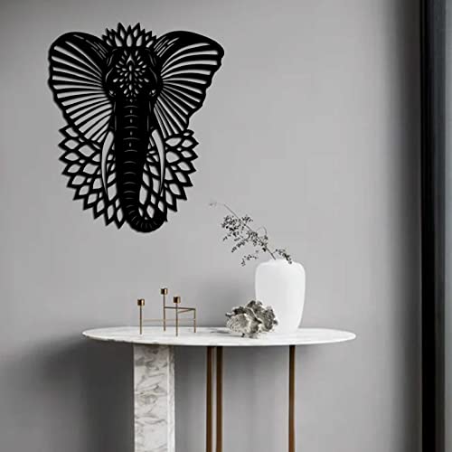 Izzya Elephant Metal Wall Art, Black Home Art Iron Decorations, Window Frame Wall Art Wall Plaque, For Office Living Room Wall Hangings #TOP4