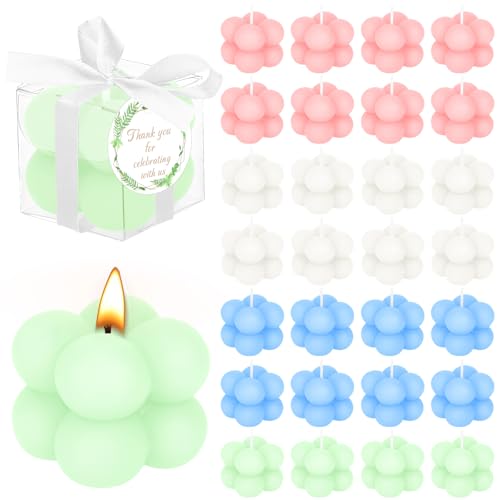 30 Sets Bubble-Kerzen als Hochzeit Gastgeschenke, Ästhetische Mini Duftkerzen mit Grußkarte, Schleife & Geschenkbox, Party Favors Dankesgeschenke für Gäste bei Bridal Shower & Party, 4 × 3,5 cm