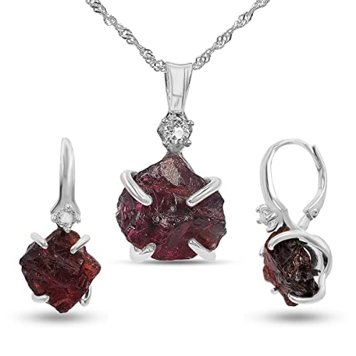 real raw garnet drop earrings and...