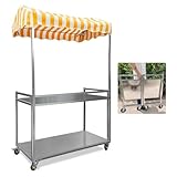 Espositore versatile: questo carrello alimentare mobile è perfetto per i venditori nei mercati degli agricoltori, stand per hot dog, chioschi di gelato, mostre artigianali, festival, eventi all'aperto e cabine regalo. Progettato per la funzionalità, offre una soluzione pratica per mostrare i prodotti, garantendo un facile accesso e visibilità per i clienti migliorando al contempo il potenziale di vendita.