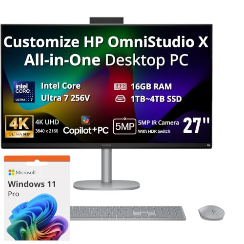 Image of Hotface Customized Desktop, Created Using HP OmniStudio X 27 inch 4K UHD All-in-One Desktop, Intel Ultra 7 256V, 16GB RAM, 1TB /2TB /4TB SSD, Wireless Keyboard & Mouse, Adjustable Height, Win 11 Pro, Silver