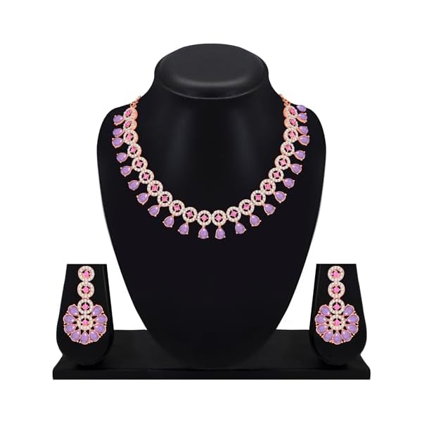 Atasi International Kundan and American Diamond Necklace Jewellery Set with Earrings for Women | Ideal for Party, Festivals and Special Occasions - Image 7