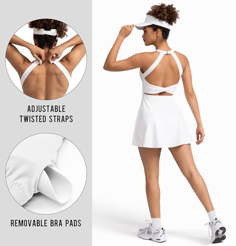 Image of MIRITY Womens Activewear Tennis Dress - Built in Shorts with Pockets and Bra Golf Athletic Workout Dresses