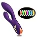 IMO Vibrating Rabbit G-spot Vibrator Vagina Clitoris Stimulation Dildo Massager - Upgraded Powerful Dual Motors with Magnetic Charge and Multicolored Light - Adult Sex Toys for Women or Couples