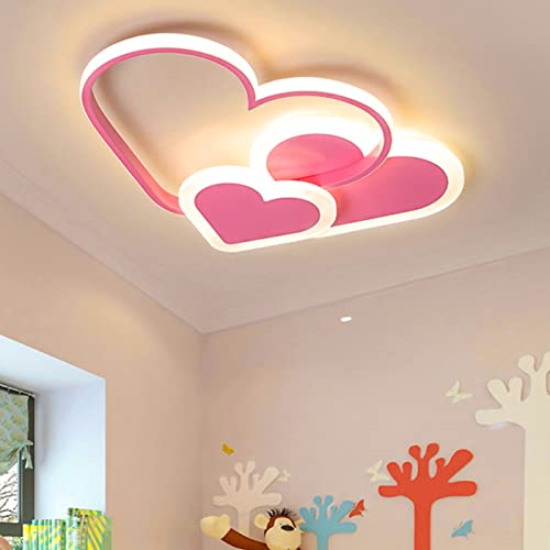 Plafonnier Coeur Découpé 3D Rose Led Lustre Coeur Lustre Chambre d'enfant Lustre pour Chambre, Salon, chambre de garçon ou de fille, 45W, Lumière Chaude,...