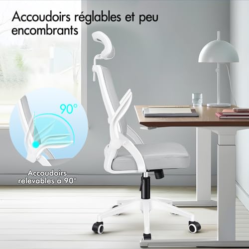 Siège ergonomique blanc ALFORDSON fauteuil haut de gamme pivotant - 7
