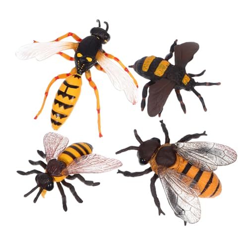 ULTECHNOVO 4 Piezas Figuras Realistas de Abejas Juguete Educativo de Simulación para Decoración Naturalista