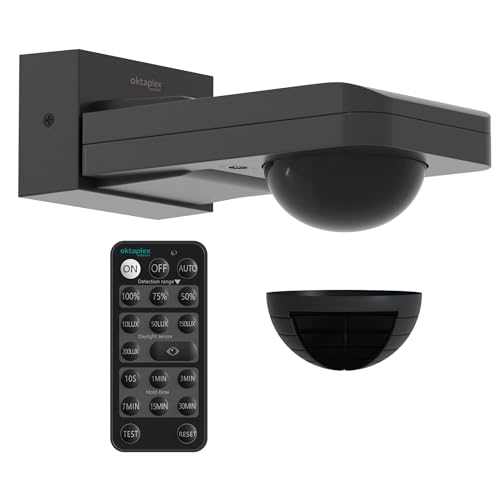 Oktaplex Tea détecteur de Mouvement extérieur Anthracite 360 degrés INCL. télécommande capteur Infrarouge 230V IP65 pour Plafond et Mur