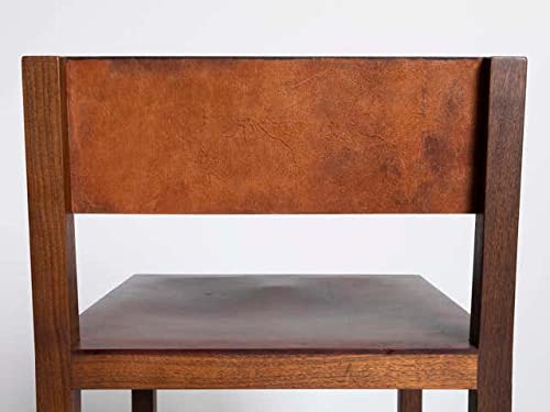 Image of OGESTA Solid Sheesham Wood Bar Chair for Kitchen Island & Breakfast Counter | High Back Wooden Bar Stool with Cushioned Seat | Rustic Walnut Finish | Home Bar & Dining Counter Chair (style 12)