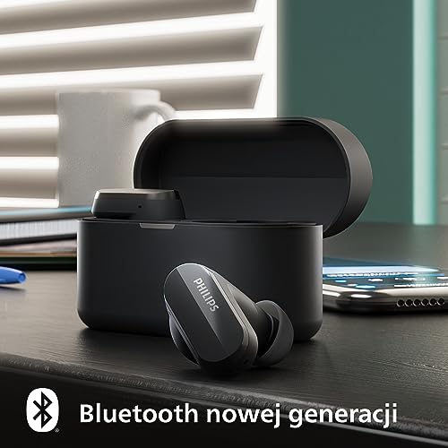 Philips TAT3508BK/00 Écouteurs sans Fil True Wireless | en Silicone, Son Naturel | Réduction du Bruit | Jusqu'à 21 h d'autonomie | Micro | Boîtier de Charge | IPX4 Résistant à l'eau | Noir