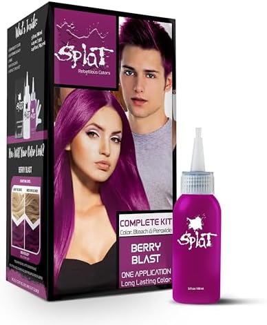 Splat Berry Blast Semi Permanent Hair Dye Kit with Bleach, 1 Application, Includes Purple Pink Hair Dye, Oxide & Bleach Powder, Vegan & Cruelty Free Hair Color