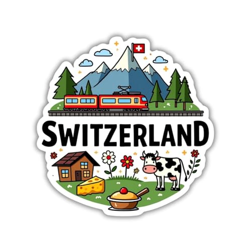 Image of Zesta Wooden Fridge Magnets Set | Refrigerator Decor Magnets for Kitchen | India Souvenir Fridge Magnet Collection | Wooden Magnet for Fridge Door Decoration (Switzerland)