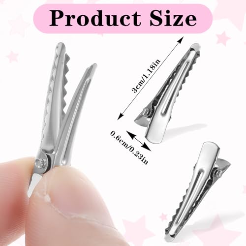 100 Pinzas de Pelo Cocodrilo Pequeñas 30 mm Plateadas miniatura 3