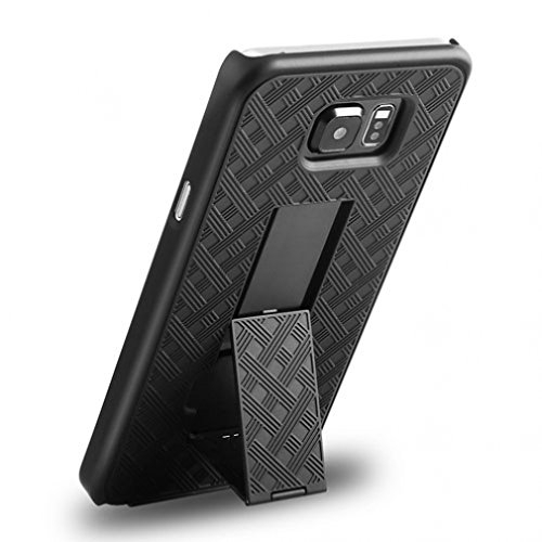 T-Mobile Samsung Galaxy Note 5 (Sm-N920T) Compatible Black Hard Shell Combo Case, Cover Holster Belt Clip W/Kickstand For Samsung Galaxy Note5 #TOP7