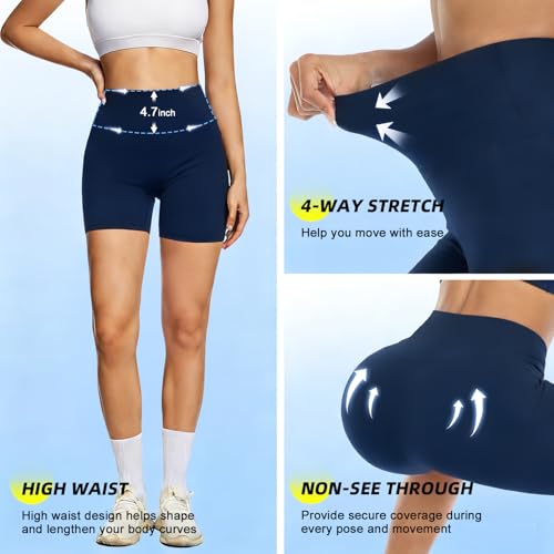 Image of FULLSOFT High Waisted Biker Shorts for Women-5 inch Tummy Control Fitness Athletic Workout Running Yoga Gym Shorts