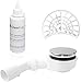 Set AQUABAD® para plato de ducha: juego de desagüe extraplano en cromo con Ø 90 mm + sifón curvo + colector de cabellos + lubricante