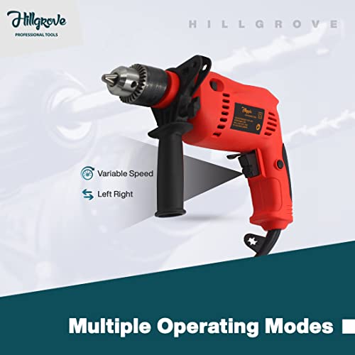 Image of Hillgrove HGCM1011M3 700W Power Drill Machine with 9Pcs All Type Drill Bits for Making Holes in Metal /Wood /Concrete with Reverse Rotation and Variable Speed Pistol Grip Drill (13 mm Chuck Size)