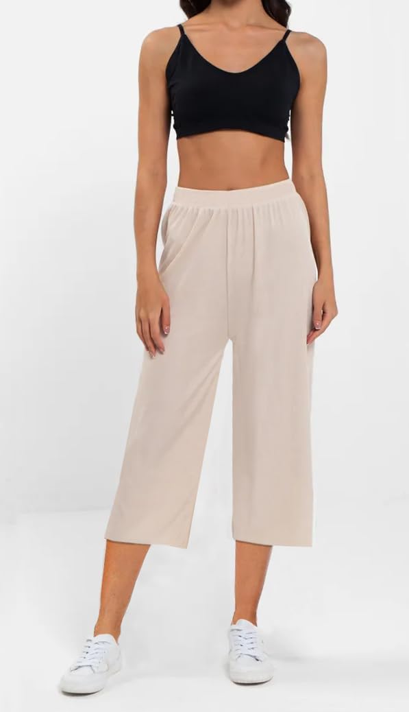 Kivdol 3 Pack Women's Capri Sweatpants, Cozy Wide Legs Cropped Capri with Pockets, Lounge Jogger Pants Workout Yoga Capris