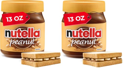Image of Nutella Peanut Spread With Cocoa, Smooth and Creamy, for Afternoon Snacking, Family Gifts, Unique Snacks, 13 oz (Pack of 2)