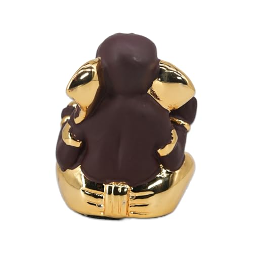 Image of Gold Plated Ekadrishta Ganesha | Ganpati Idol for Car Dashboard, Office Desk & Home,Pooja Room | Prosperity & Protection| Blessings & Success | Wealth, & Positivity | Height 2.5 Inch