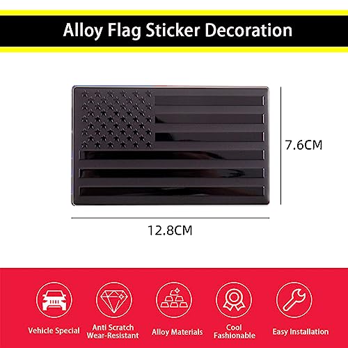Image of XMUINT Metal American Flag Emblem, 2 Packs 5 inch USA Car Military Patriotic Sticker, Alloy Bumper Fender Door Window Trunk Engine Hood Decal for Car Truck SUV Matte Black