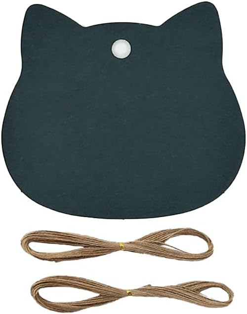 100pcs Black Cat Shaped Premium Gift Tags, Double-Sided Available Kraft Paper Price Tags with 2 Rolls Natural Jute Twine,Gift Box Pendant Blank Tags for Wedding，Thanksgiving and Party