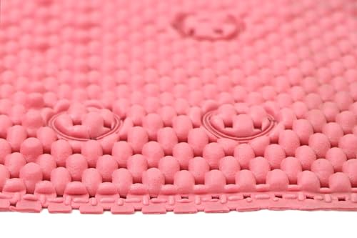 Image of THE HOME TALK Cotton Bathmats | Water Absorbent Runners | Regular Striped Rugs | Floor Mats for Kitchen, Bathroom & Sink | Ultra Soft Mats | Non-Slip (Pink, 40X70 cm)