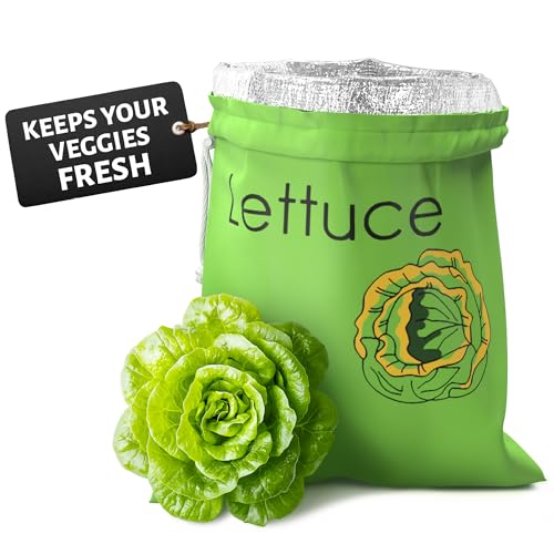 Lettuce Keeper for Refrigerator – 3-Layer Reusable Produce Storage Bags with Foil Lining and Drawstring | Breathable, Washable, Sturdy & Easy to Use | Great for Lettuce, Leafy Greens, Fruits & Veggies
