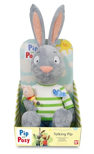 BANDAI Pip and Posy - Peluche parlante con cerdito, peluche grande que habla, peluche con sonidos, gran peluche con frases de programa de televisión