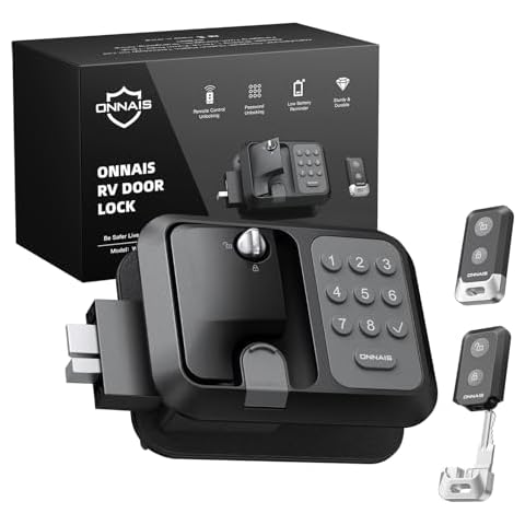 ONNAIS RV Door Lock Replacement with Password and Remote Control, RV Keyless Entry for Trailer Door Lock and Camper Door Lock, Versatile RV Door Latch Suitable for Various Types of RVs Cover