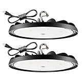 Hykolity 100W UFO LED High Bay Light Fixture, 13000lm 1-10V Dimmable 5000K 5' Cable with US Plug DLC Complied [175W/250W MH/HPS Equiv.] Commercial Warehouse/Workshop/Wet Location Area Light
