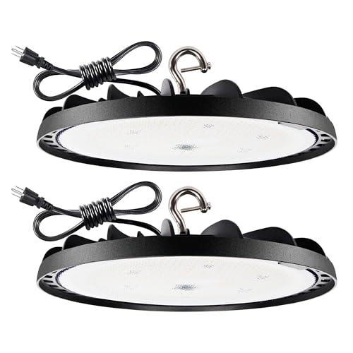 150W UFO LED High Bay Light, 20250lm 5000K Daylight UFO LED High Bay Shop Lights [450W MH/HPS Equiv.] 100-277V IP65 Waterproof Commercial Bay Lighting for Warehouse Workshop Factory Shop, 2 Pack