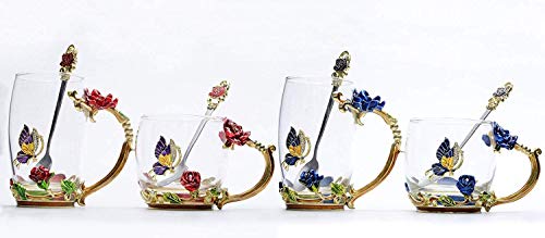 Tea Cup Coffee Mug Cups, Mother's Day Gifts, Hand Blown Crystal Glass Coffee Cup 11 Oz Ideal For Friend Wedding Anniversary Christmas New Year Thanksgiving Birthday Presents #TOP6