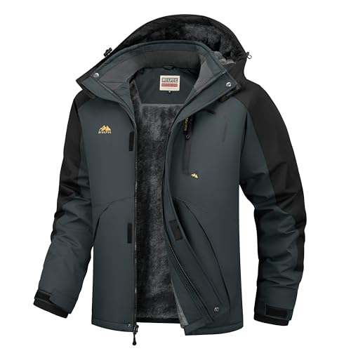 Image of WULFUL Men's Ski Jackets Warm Winter Snow Windbreaker Resistant Snowboard Fleece Coat Mountain Waterproof Parka with Hood