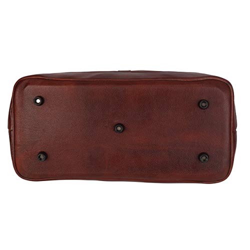 Full Grain Leather Duffel Luggage Travel Bag For Men And Women Travelling Holiday Overnight Weekend Cabin Duffel Foldable (Brown)3
