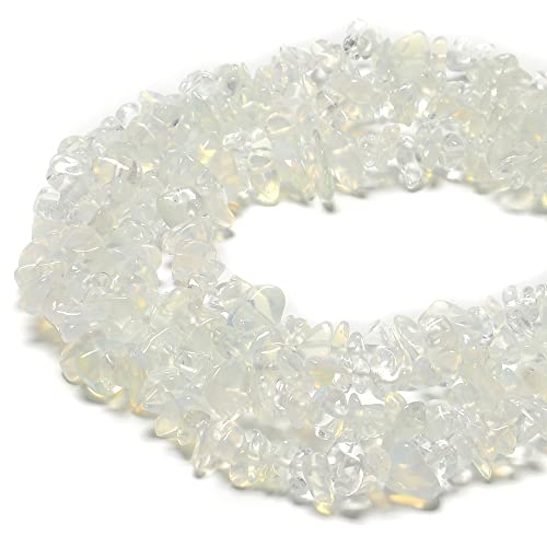 jodaying 3-5mm Natural White Opalite Gemstone Chips Loose Beads Semi Precious for Jewelry Making DIY Handmade Craft Supplies 1 Strand per Bag Approxi 32"