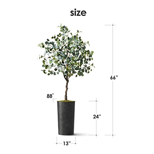 Signwin Artificial Fake Plants Eucalyptus Tree With Geometric Spiral Pattern Planter, 66-Inch #TOP6
