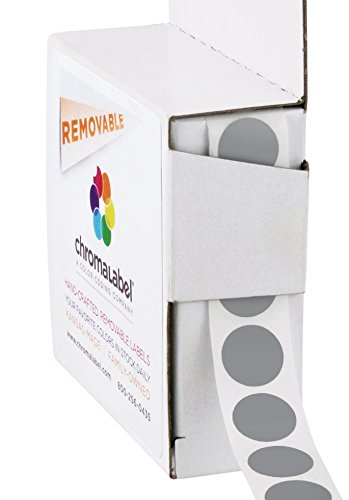 ChromaLabel 1/2 Inch Round Removable Color-Code Dot Stickers, 1000 per Dispenser Box, Gray