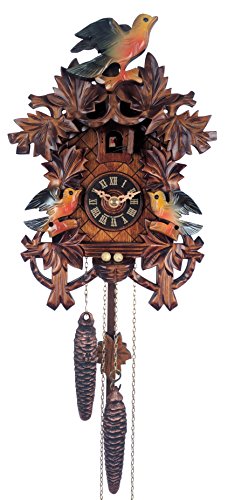 River City Clocks Cuckoo Clock with Painted Nest, Brown with Painter Birds