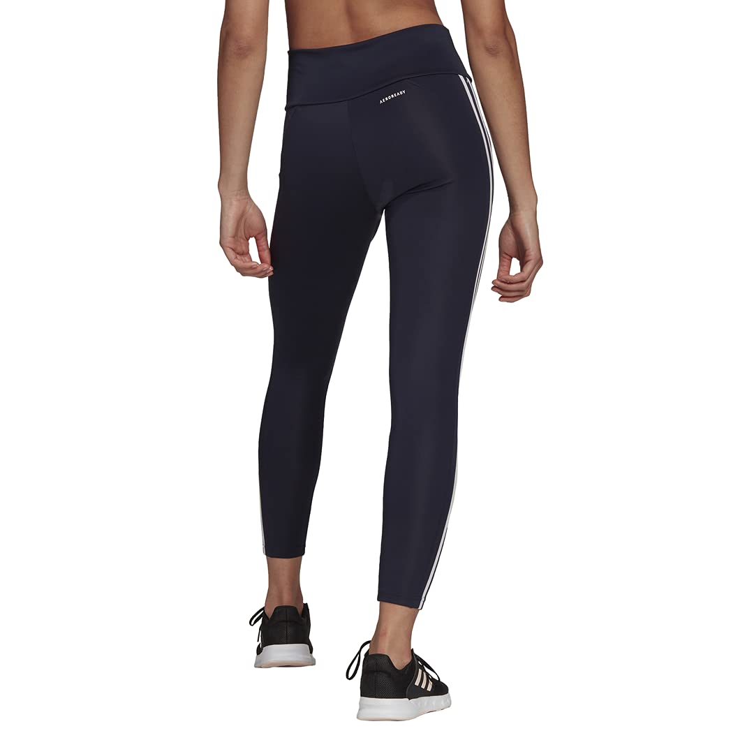 adidas Women's Standard Designed 2 Move High-Rise 3-Stripes 7/8 Sport Tights, Legend Ink/White, Small