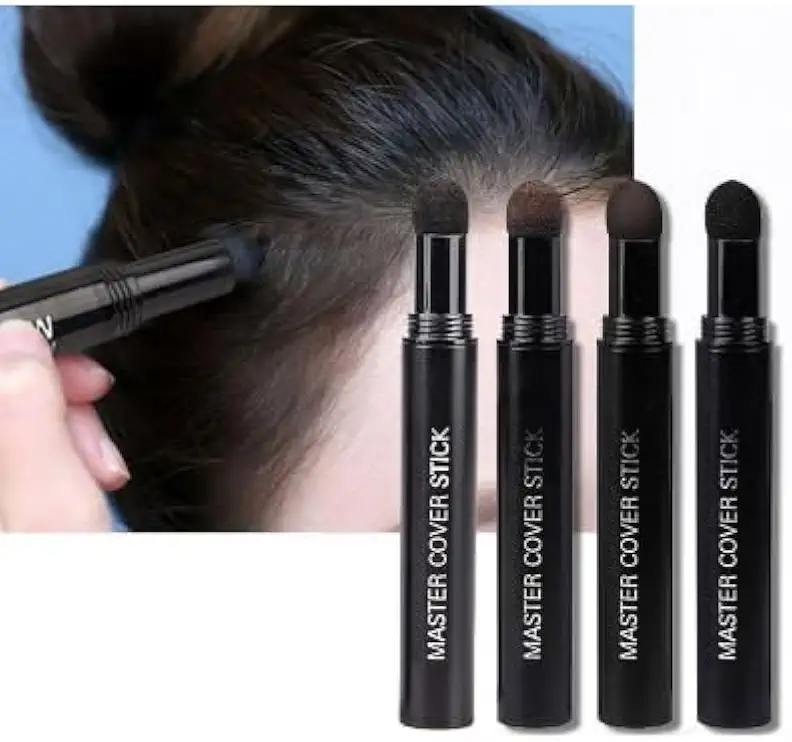 Caneta Corretiva Capilar 1 g – Cobre Raiz e Fios Brancos Instantaneamente, Acabamento Natural e Duradouro + Refil, Aplicador Esponja Portátil (Café)