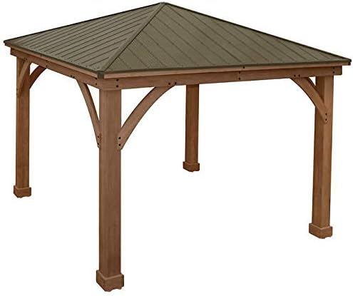 Gazebo with Aluminum Roof by Yardistry Cedar Wood 12' x 12', Perfect Addition for Patio or Garden