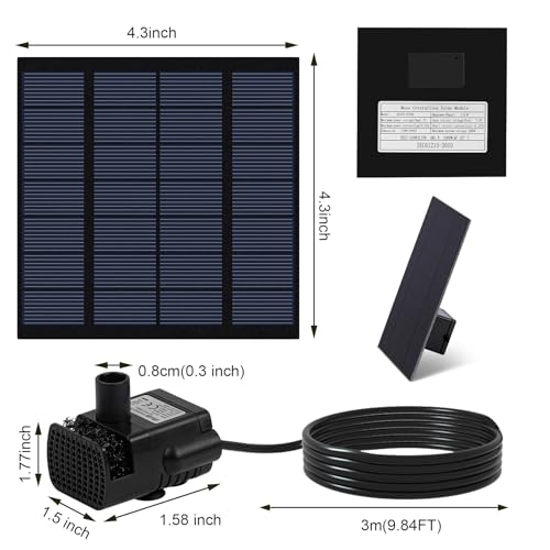 Solar Water Fountain for Bird Bath with Seperate Solar Panel 1.8W,Solar Fountain Pump for Pond,Water Feature Solar Water Pump
