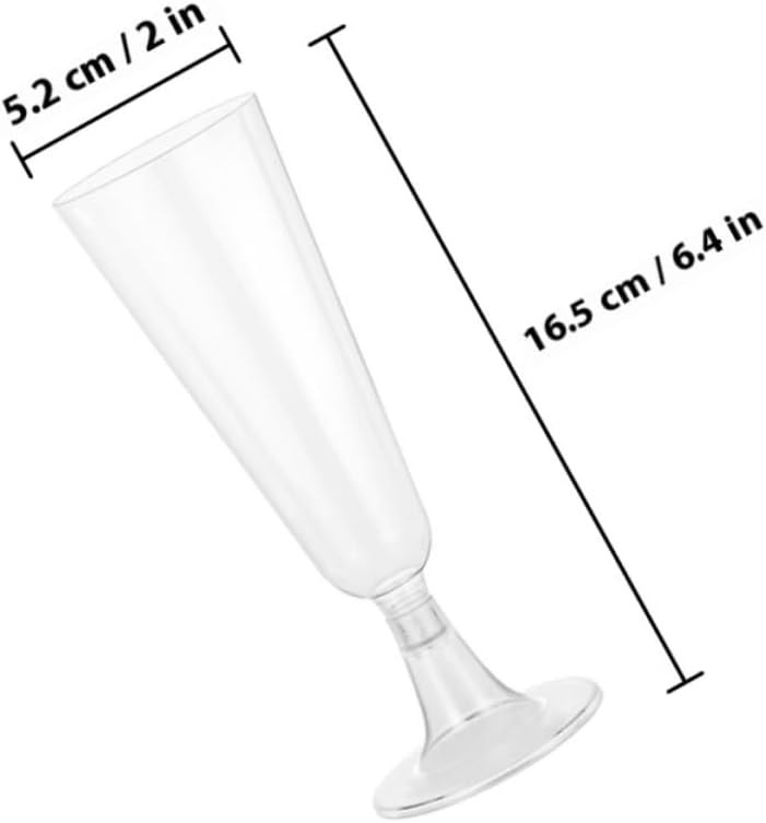Disposable Sparkling Wine Flutes Plastic Footed Liquor Cups 150Ml Plastic Cocktail Glasses for Weddings Banquets 24pcs