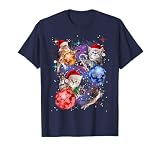 Cute Christmas Cats in Space Ornaments T-Shirt