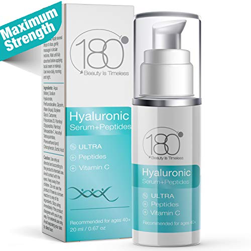 OFERTAS DEL DÍA - 180 Cosmetics EL MEJOR suero de ácido hialurónico + péptidos y vitamina C (superpotente) - Recomendado para edades a partir de 40 años
